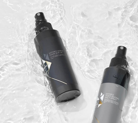 Hydro Miracle Hair Serum and Texturizing Salt Spray in water