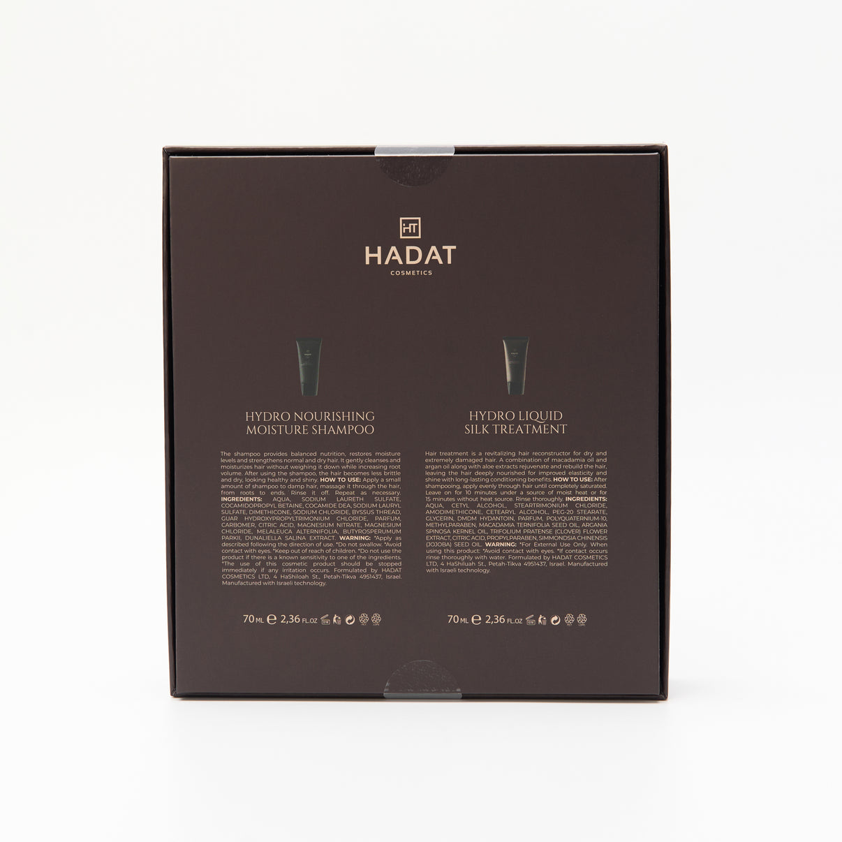 Hadat Cosmetics hair care set with moisture shampoo and silk treatment
