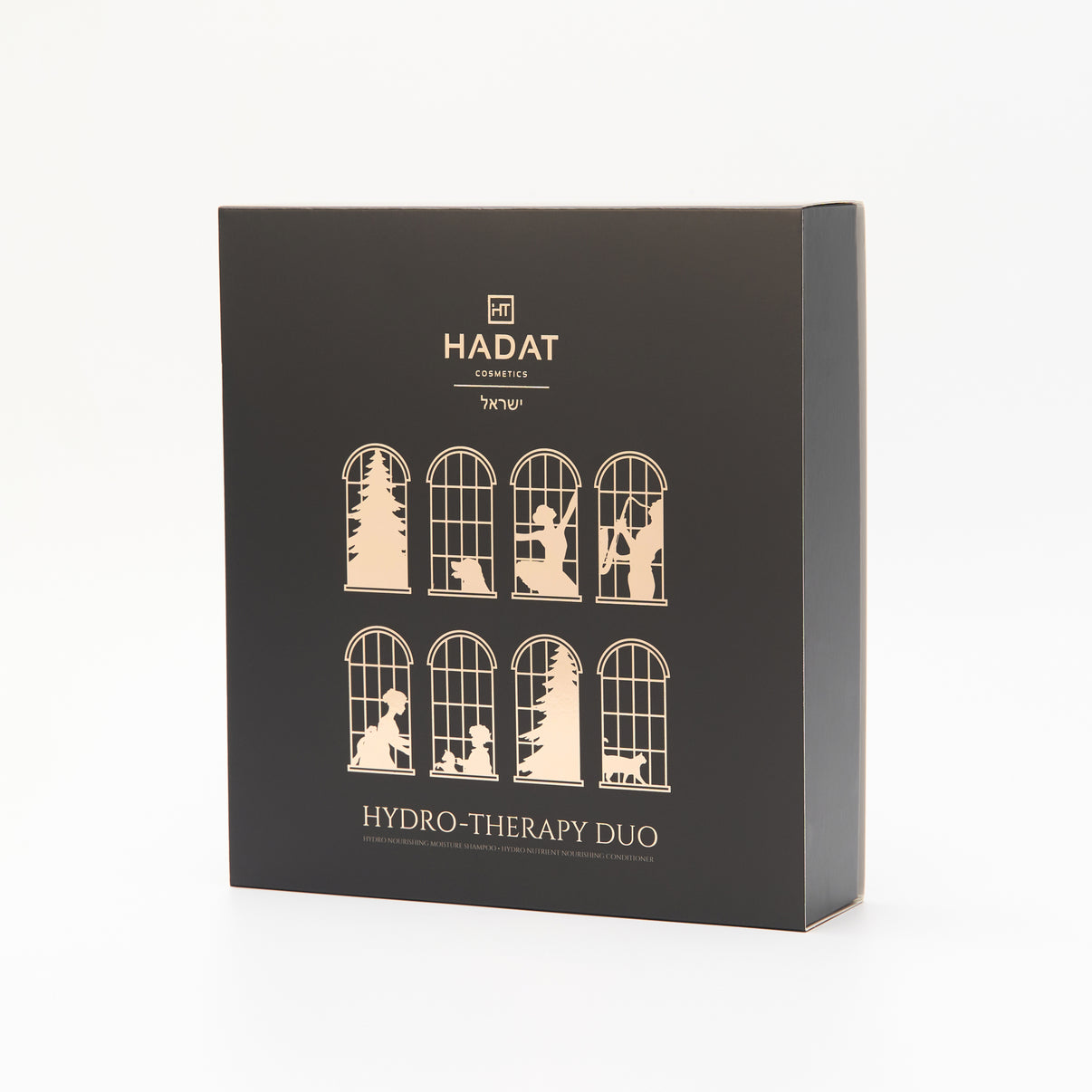 Hadat Cosmetics Hydro-Therapy Duo gift box with gold window silhouettes