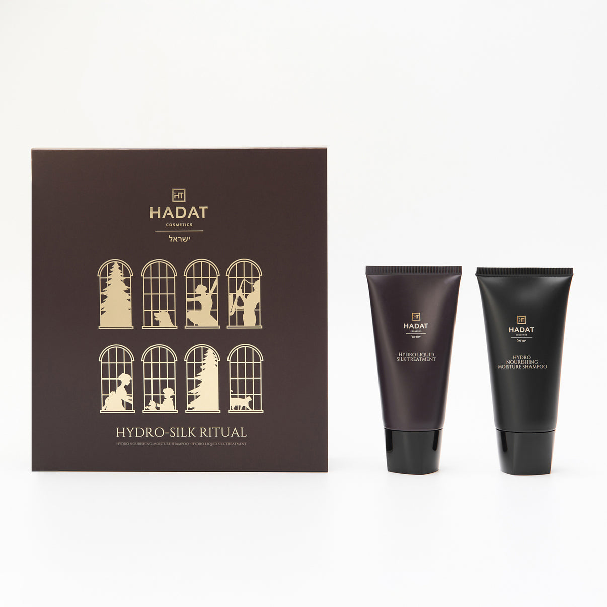 Hadat Hydro-Silk Ritual hair care set with shampoo and treatment