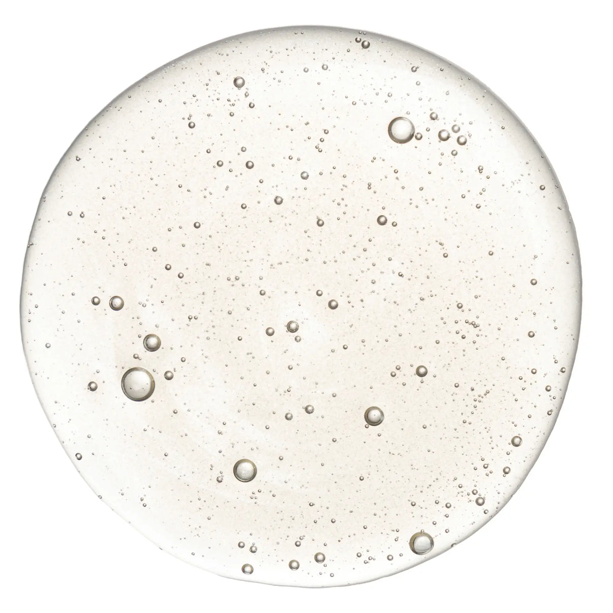 Clear serum with bubbles, sea oil silk formula
