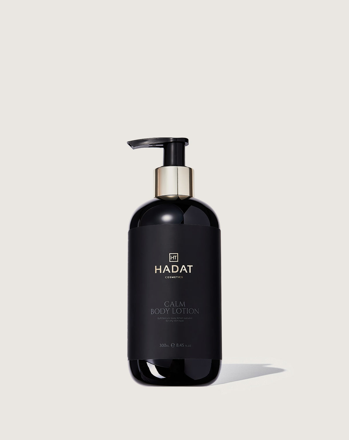 Calm Body Lotion in sleek black bottle