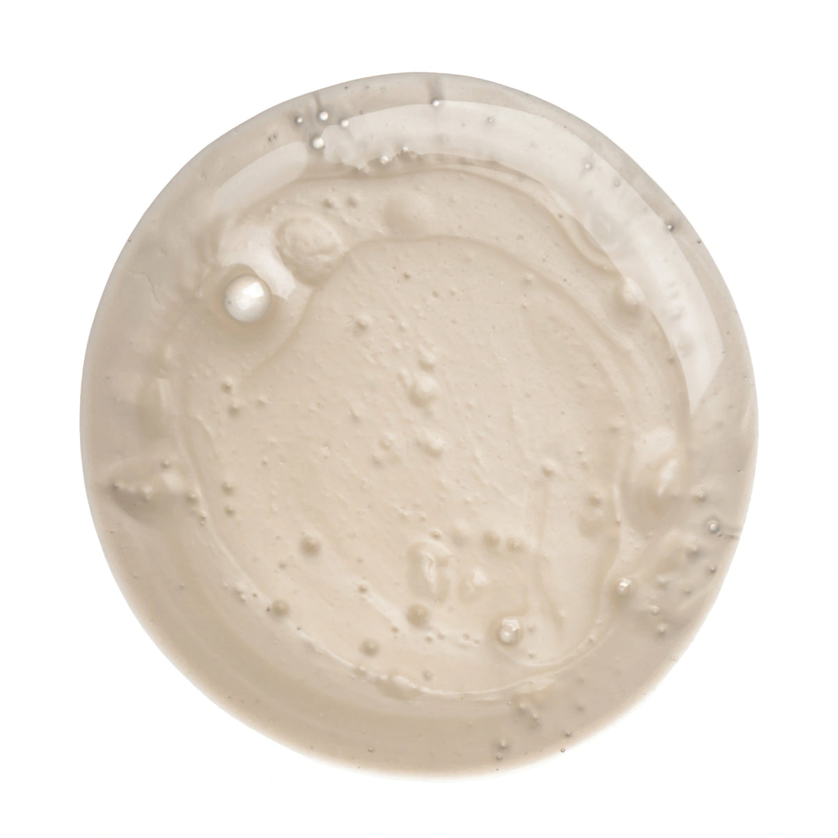 Creamy beige cosmetic texture with pearl droplets