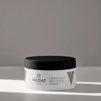 Hair & Scalp Mud Scrub jar with black lid