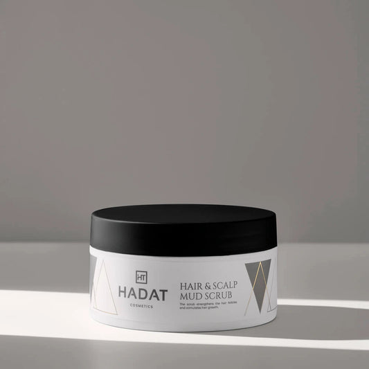 Hair & Scalp Mud Scrub jar with black lid