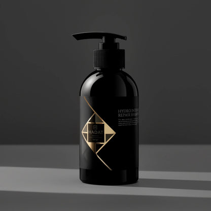 Hydro Intense Repair Shampoo bottle with sleek black design