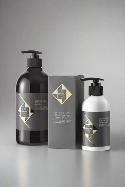 Hydro Root Strengthening Shampoo bottles and box