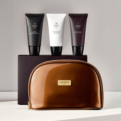 Hadat cosmetics hair care set with travel bag
