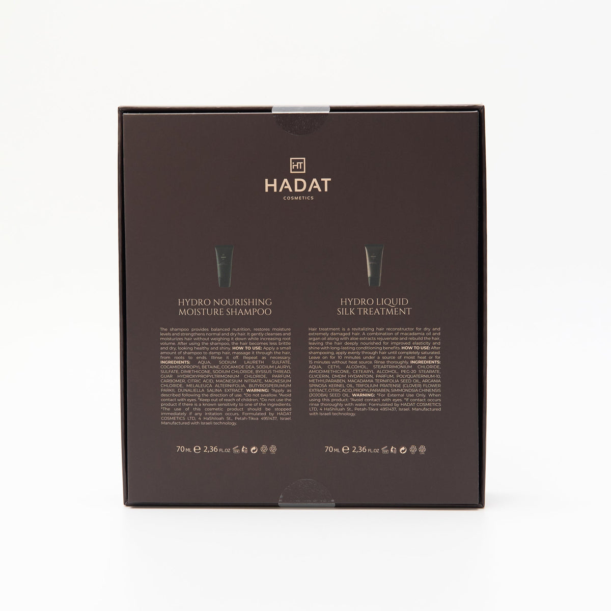 Hydro-Silk Ritual gift box back showing two 70 ml products