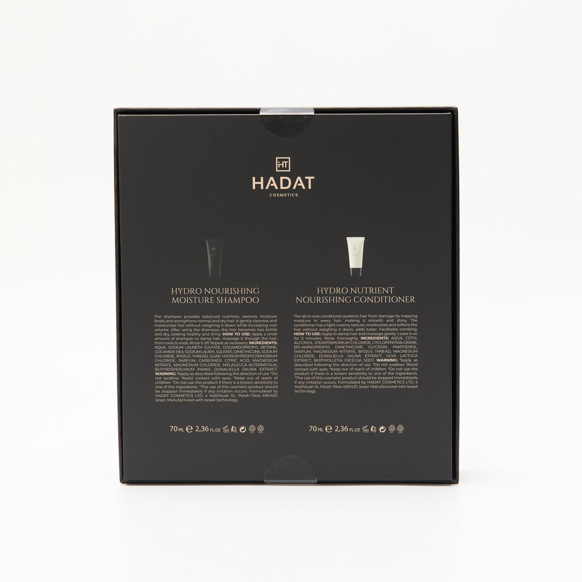 Hydro-Therapy Duo gift box back showing both 70 ml products